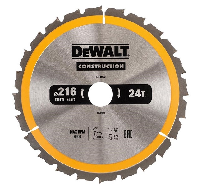 DeWalt Construction -Pyörösahanterä 216x30 mm, 24 hammasta
