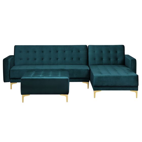 Moduulikulmavuodesohva 4-istuttava ABERDEEN sametti Sinivihreä ja rahi Vasen