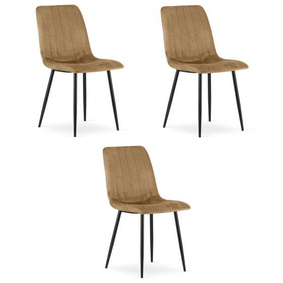 LAVA-tuoli, ruskea sametti, mustat jalat, 3 kpl