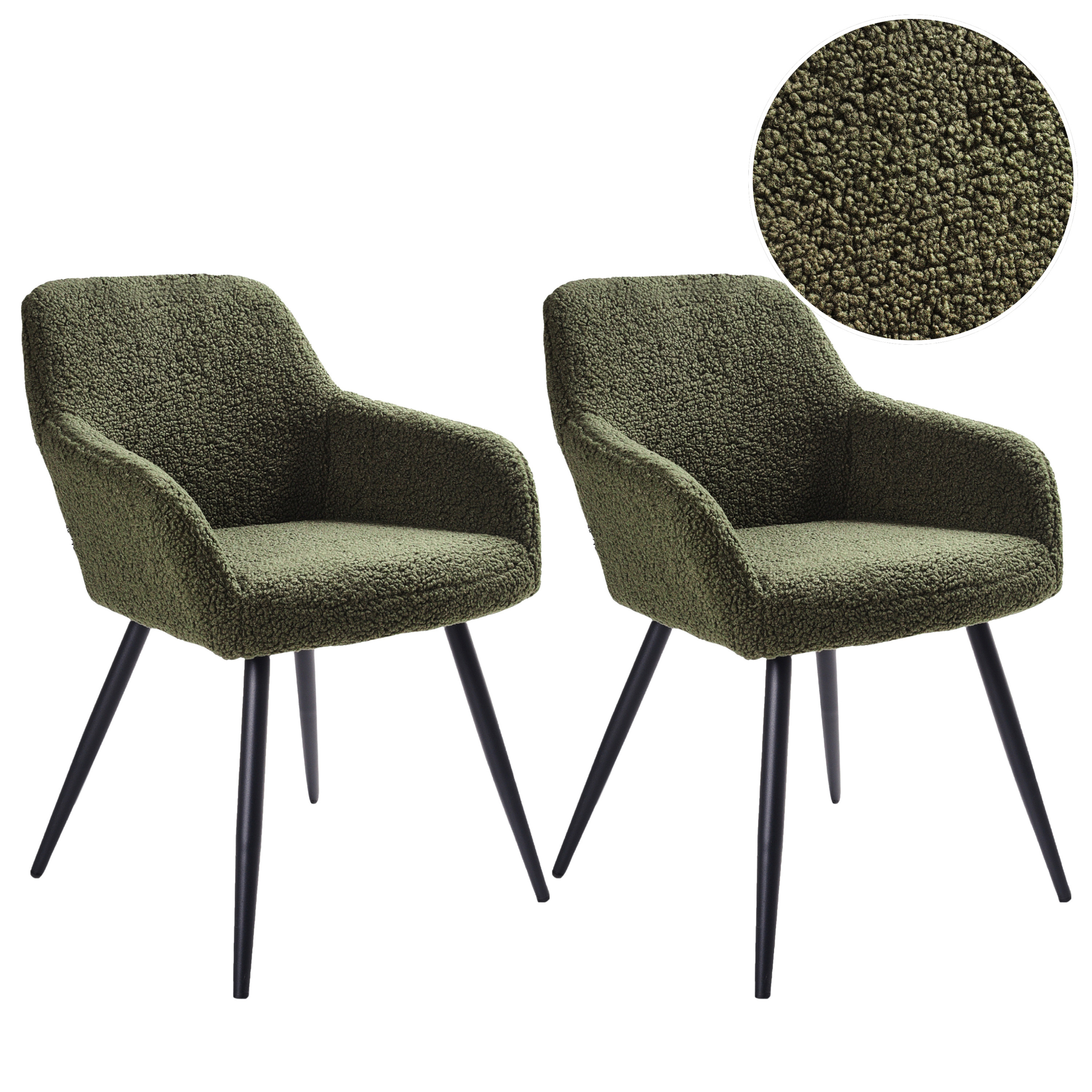 Ruokatuolisetti 2 kpl CASMALIA buklee Tummanvihreä