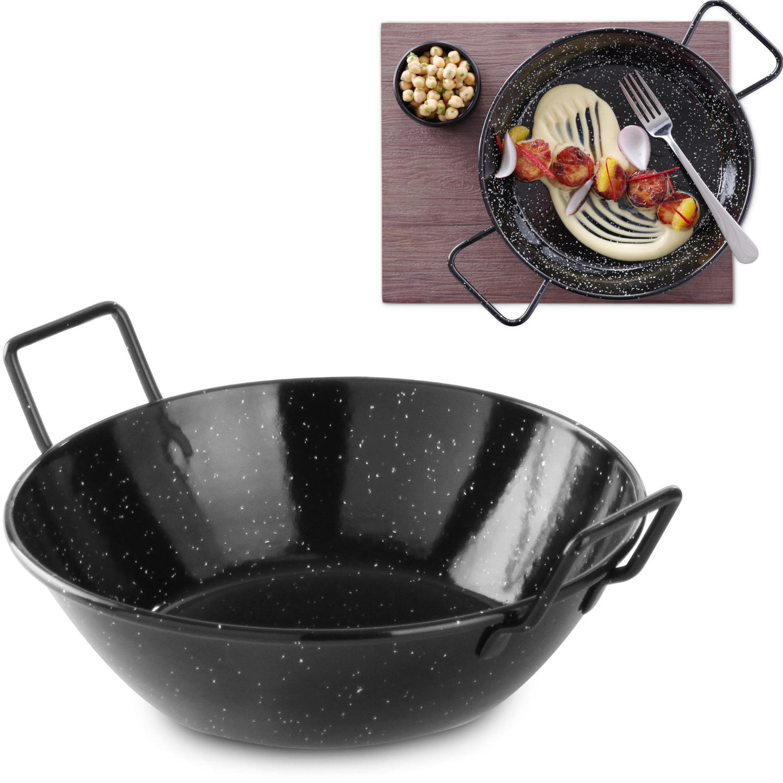 Syvä emaloitu paellakulho, halkaisija 145 x (K) 40 mm Hendi 622810