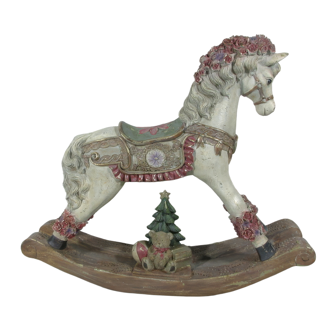 Keinuhevosfiguuri SANTA LILA monivärinen polyresiini 55x13, 5x46 cm