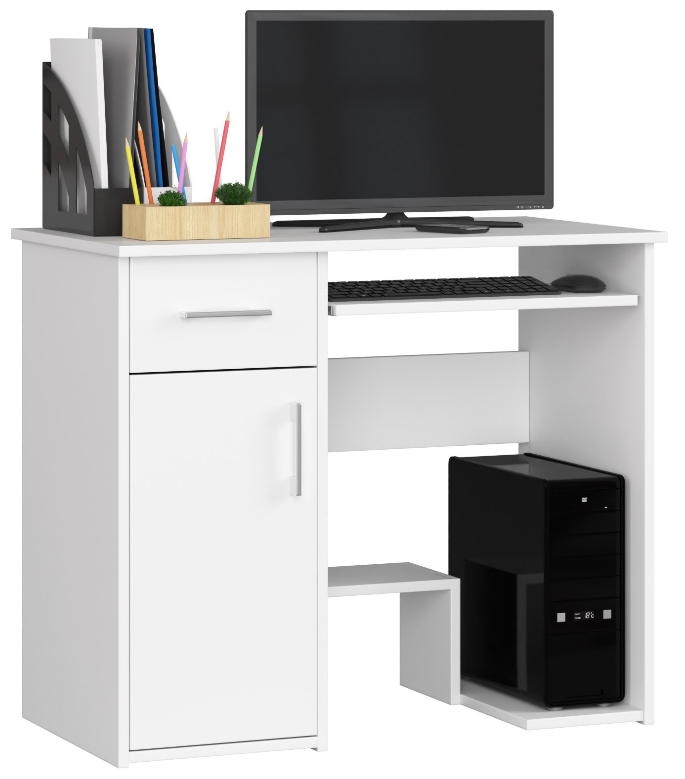 Akord Kirjoituspöytä Pin 1 laatikko 1 kaappi vasen Valkoinen 90x50x74