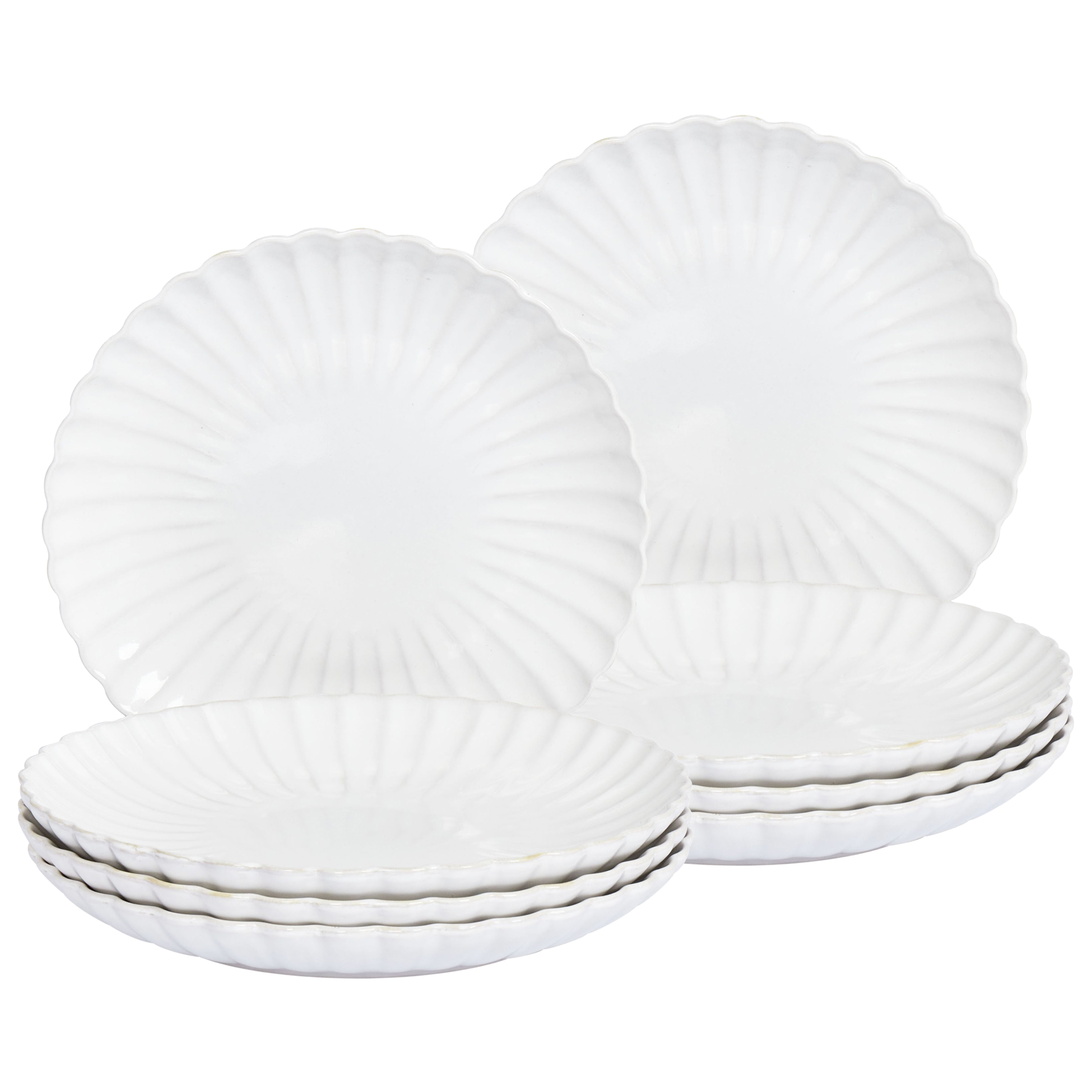 Ruokalautassetti 8 kpl NETTLE kivitavara Luonnonvalkoinen