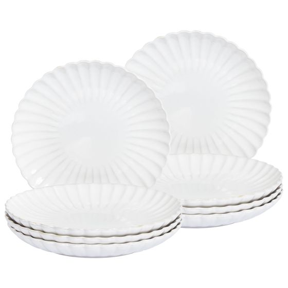 Ruokalautassetti 8 kpl NETTLE kivitavara Luonnonvalkoinen