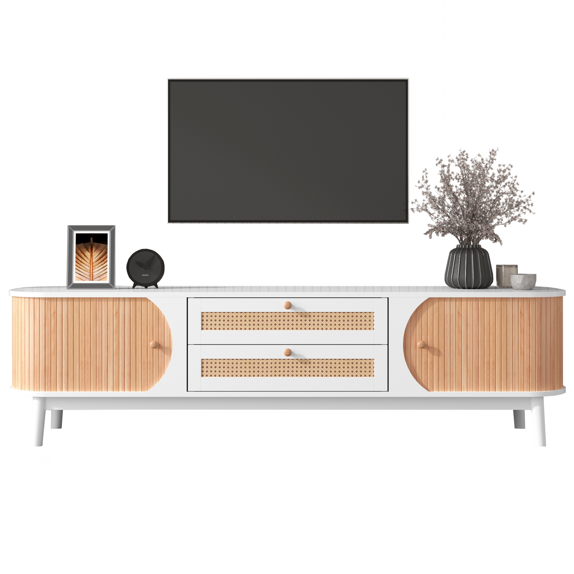TV-taso 170x46x39,5 cm valkoinen MDF rustiikkinen säilytyksellä