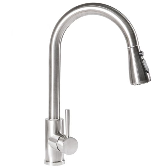 Keittiöhana ulosvedettävällä juoksuputkella PAIMUN Hopea