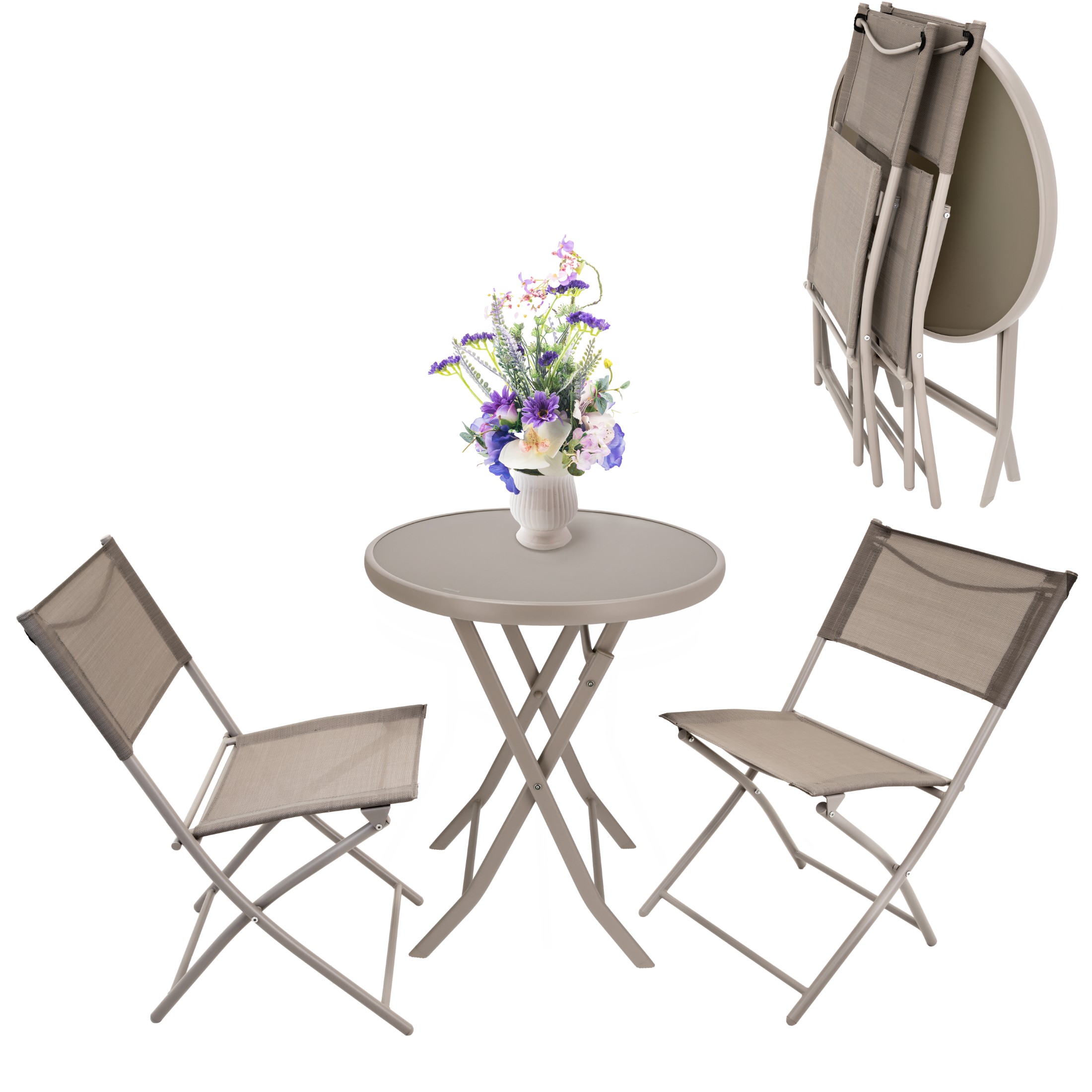 PARVEKE-, PUUTARHA- JA TERASSIHUONEKALUT kokoontaitettava setti Pöytä 2 tuolia