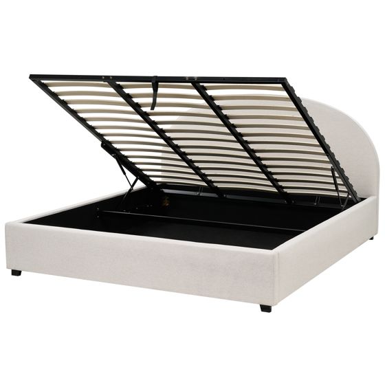 Sänky säilytystilalla kangas VAUCLUSE 180 x 200 cm Vaaleanbeige