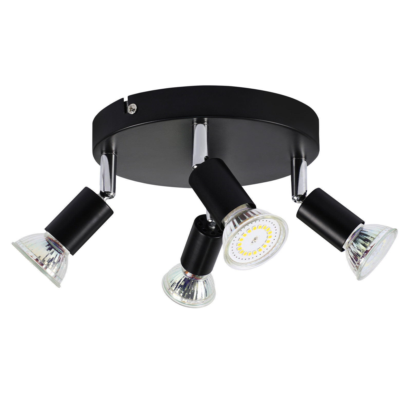 NETTLIFE 4 mustaa kääntyvää kattokohdevalaisinta GU10 metallinen moderni valaisin olohuoneeseen, keittiöön, eteiseen ja ruokailutilaan