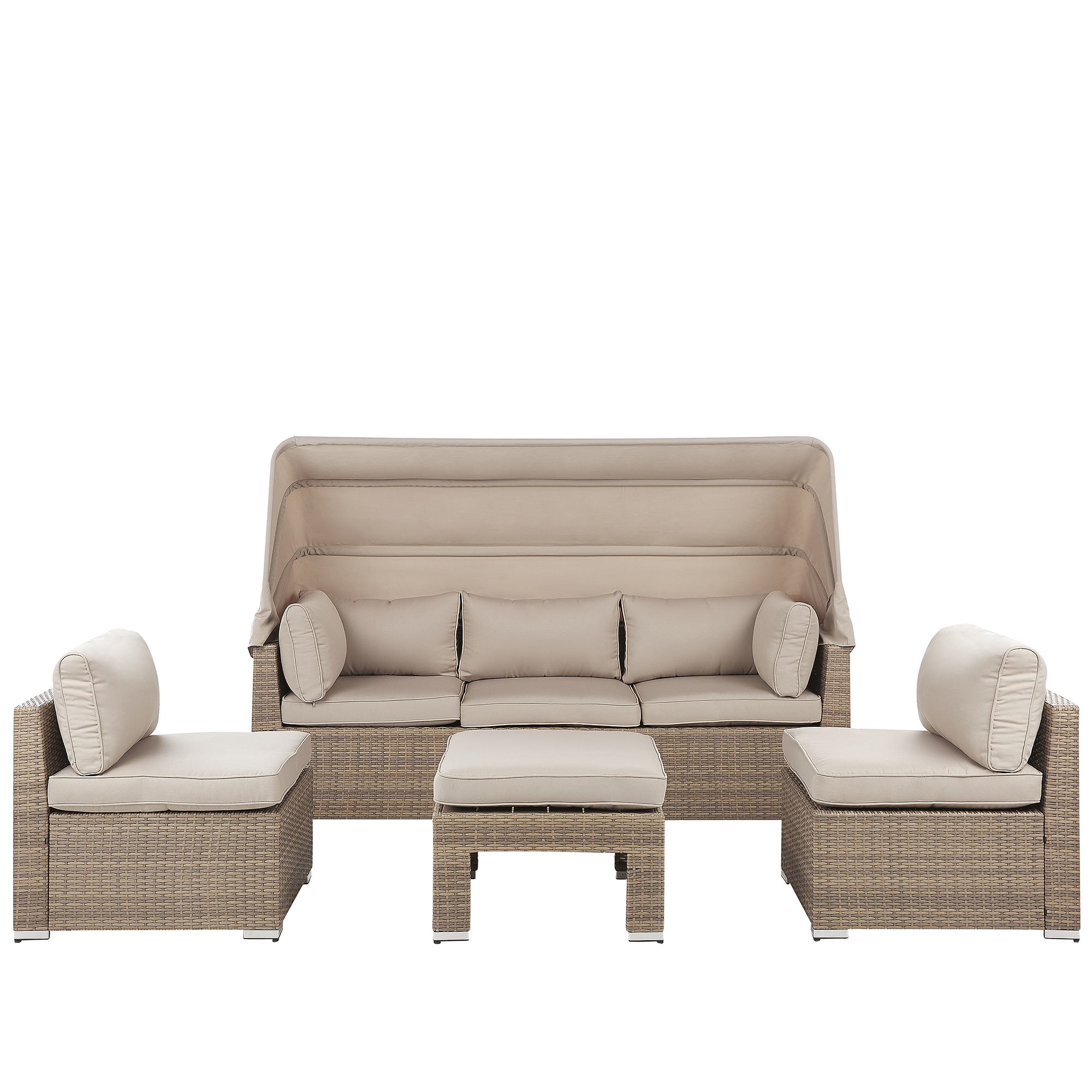 Ulkosohvaryhmä pöydällä 5-istuttava COCCOLIA modulaarinen Polyrottinki Beige