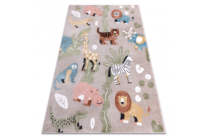 Matto FUN Africa lapsille, eläimet, Afrikka beige 240x330 cm