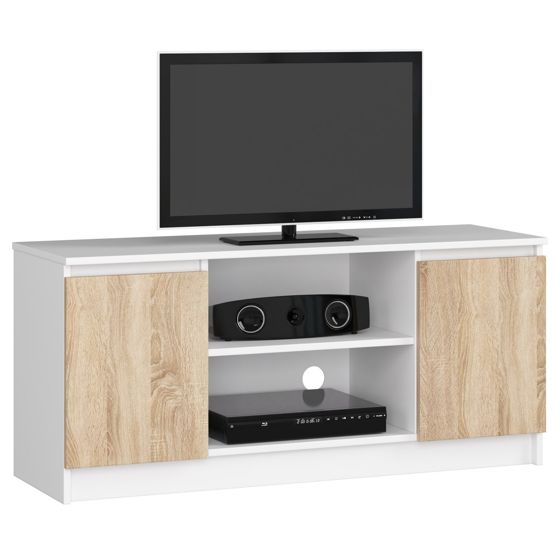 Akord TV-taso 2 ovea 1 hylly Valkoinen/Sonoma-tammi 120x40x55