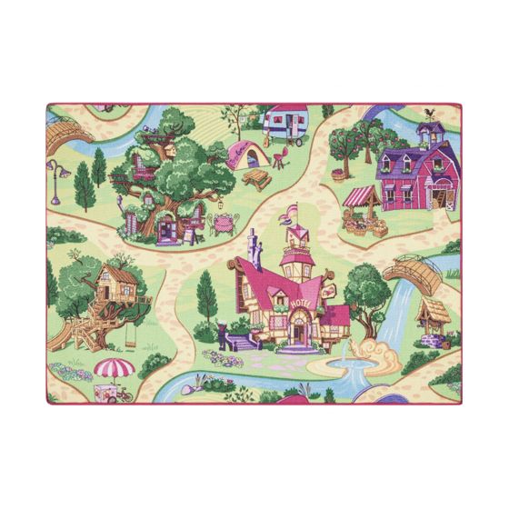REBEL ROADS MATTO Candy Town 27 luistamaton lapsille - pink / vihreä 95x133 cm