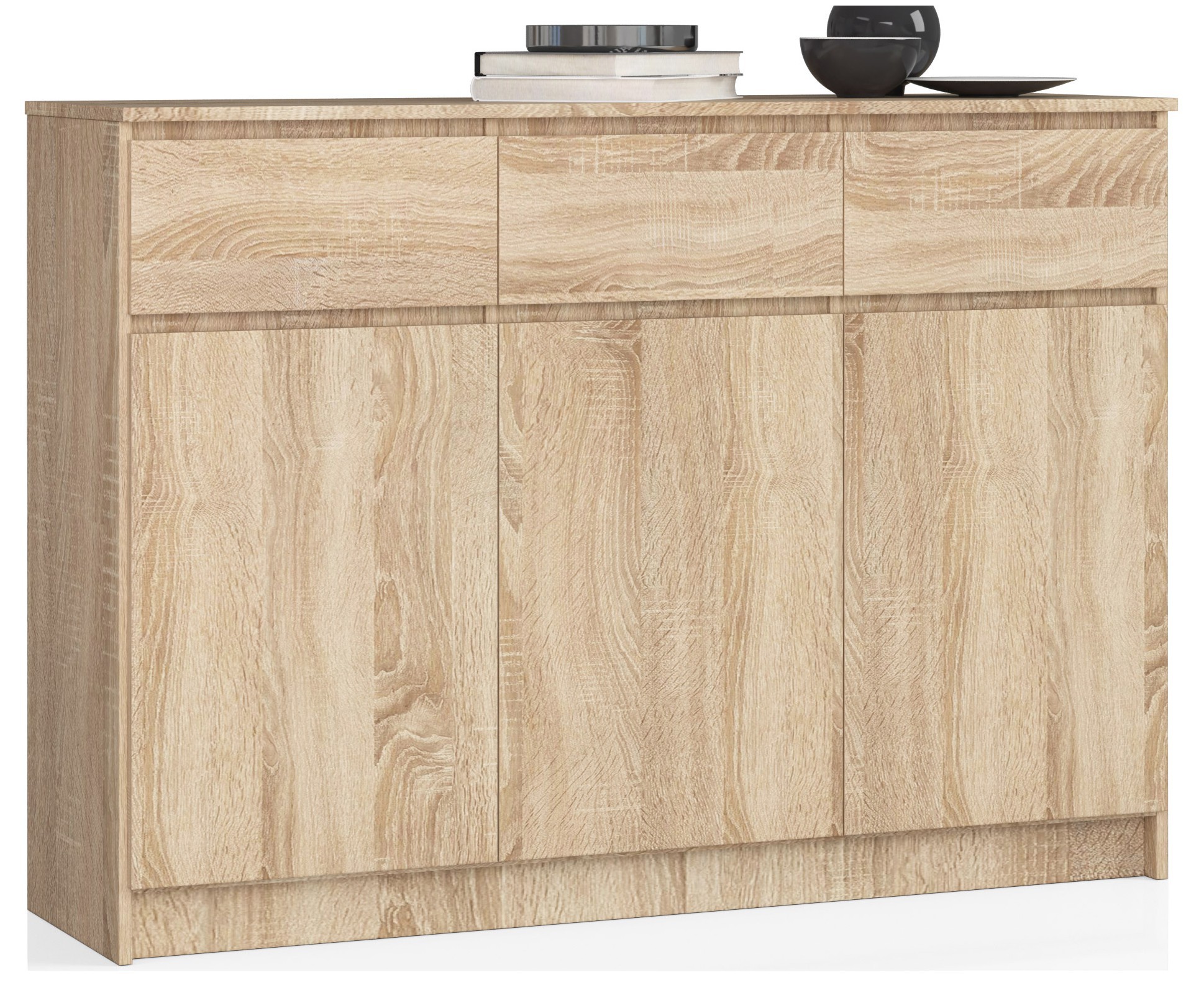 Akord Lipasto 3 Ovet 3 Laatikkoa Sonoma-tammi 138x40x99