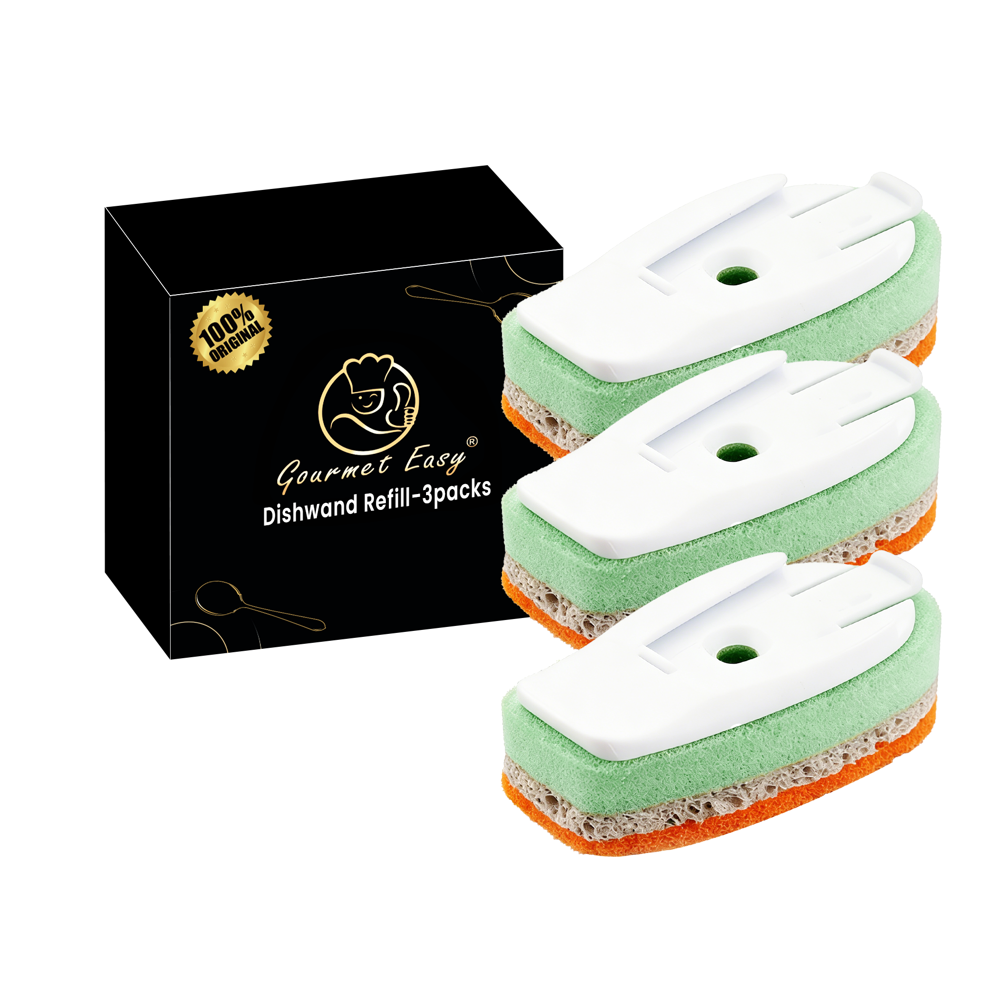 Gourmet Easy tiskisienen täyttösaippua-annostelijalle, naarmuuntumaton, 3 pakkaus