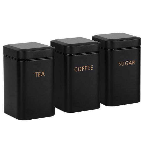 Setti 3 Purkkia Tee Kahvi Sokeri 9x14,5cm Ilmatiivis