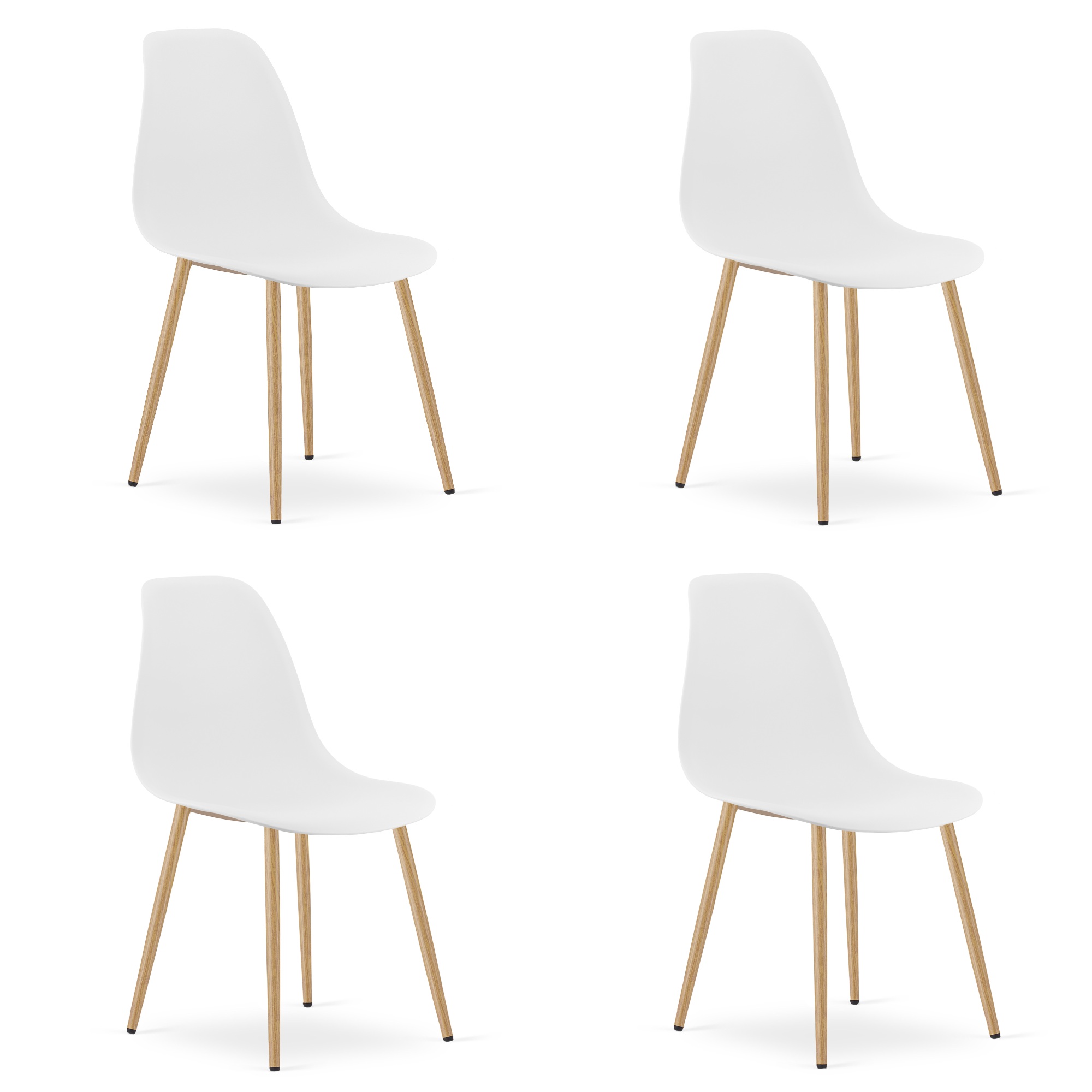 WAT-tuoli, valkoinen (luonnonväriset jalat), 4 kpl