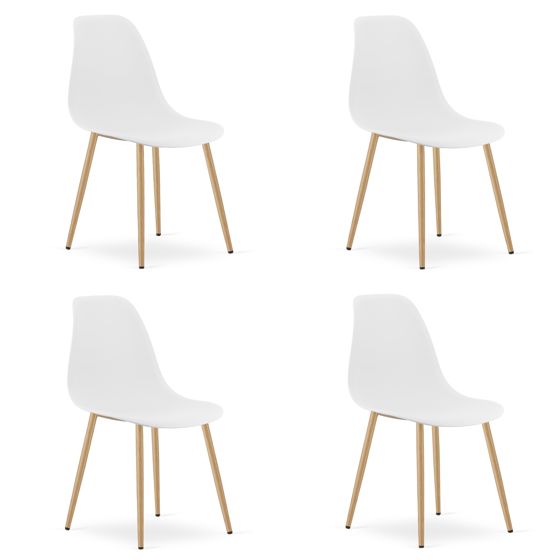 WAT-tuoli, valkoinen (luonnonväriset jalat), 4 kpl