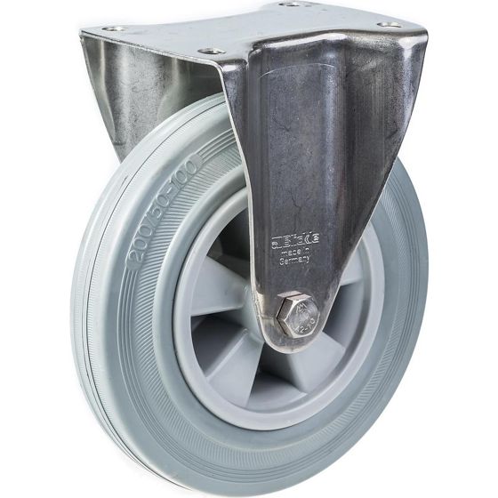 200mm 8" ruostumattomasta teräksestä valmistettu harmaa kumirosteri, kiinteä, 205kg.