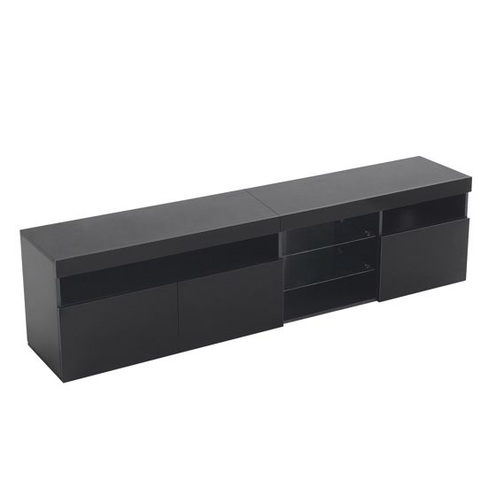 TV-taso 180x35x48 cm musta MDF säilytyksellä ja LED-valaistuksella