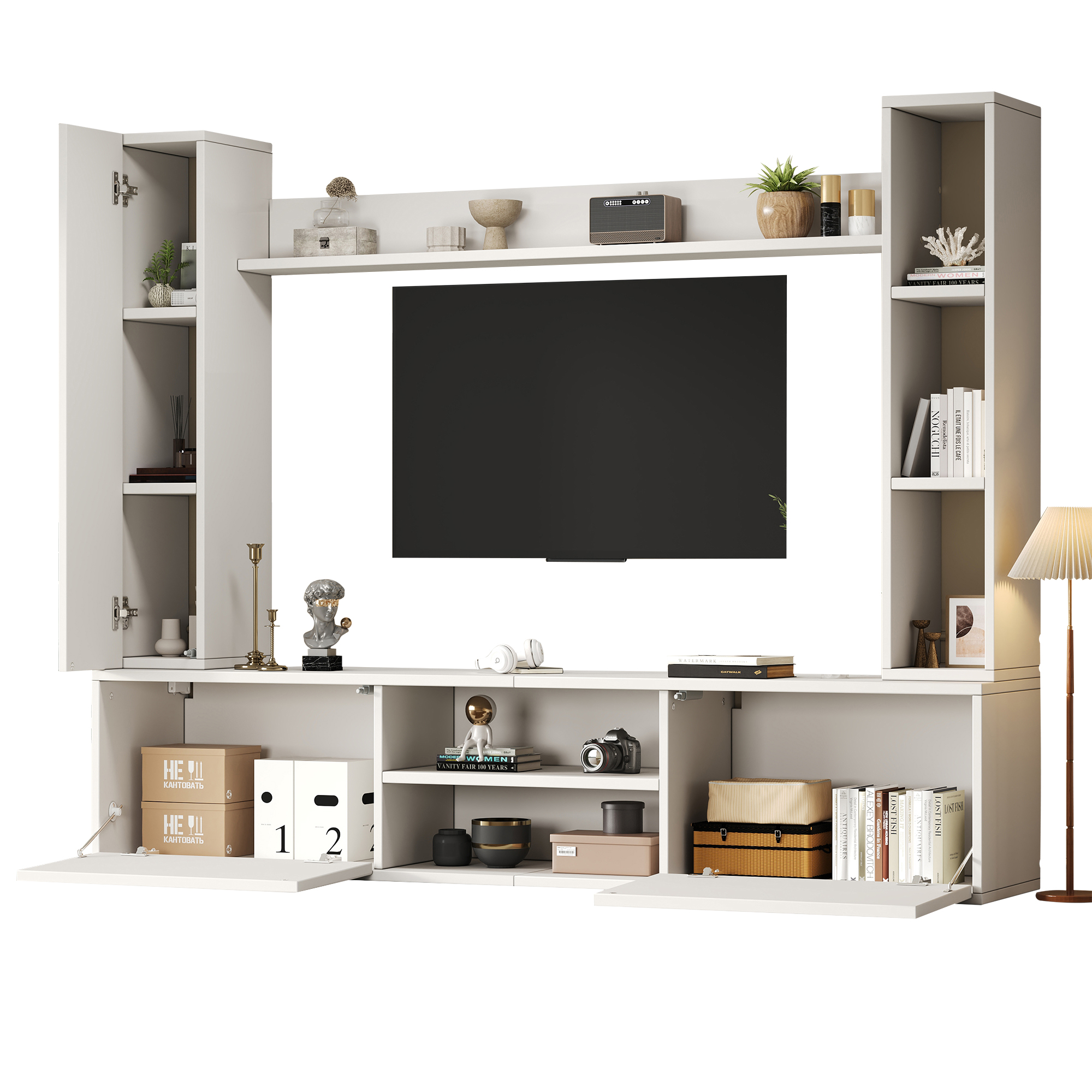 TV-taso 180x35x33,5 cm valkoinen lastulevy