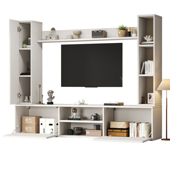 TV-taso 180x35x33,5 cm valkoinen lastulevy
