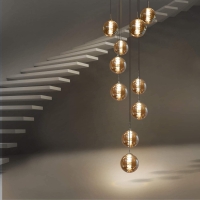 ZMH 10-lamppuinen LED-riippuvalaisin, korkeussäädettävä, lasivarjostimella, olohuoneeseen