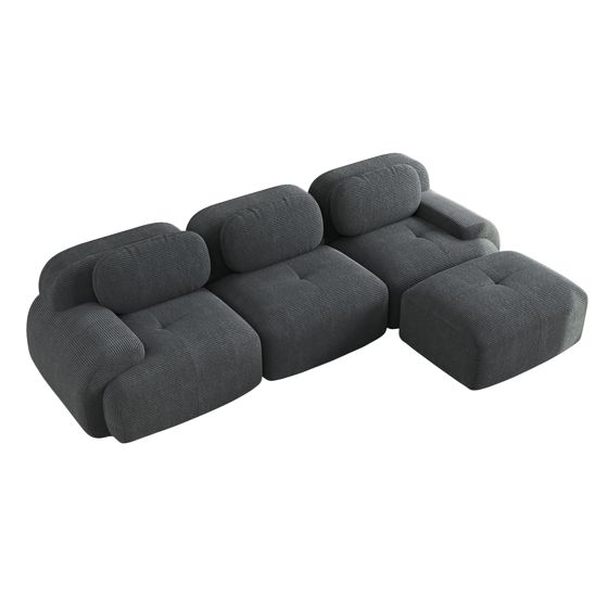 moduulisohva 3-paikkainen harmaa korduaanikangas ergonominen säädettävä