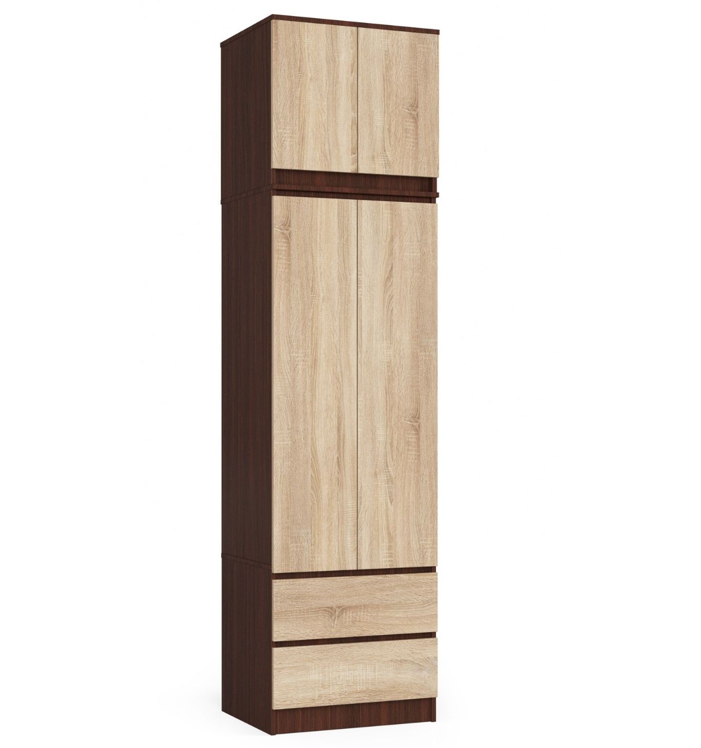 Akord Vaatekaappi yläosalla 2 ovea 2 laatikkoa Wenge/Tammi Sonoma 60x51x234