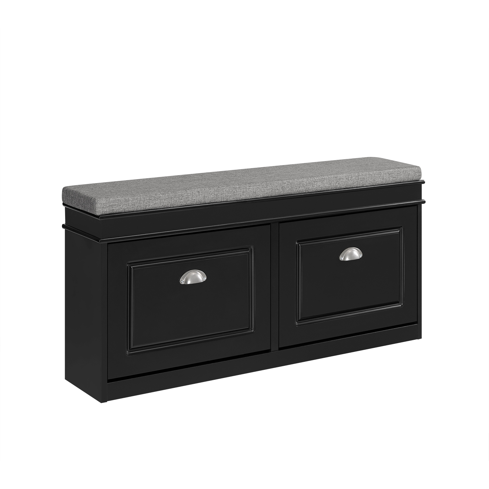 SoBuy Puukuitu säilytyspenkki FSR64-SCH musta tyynyllä