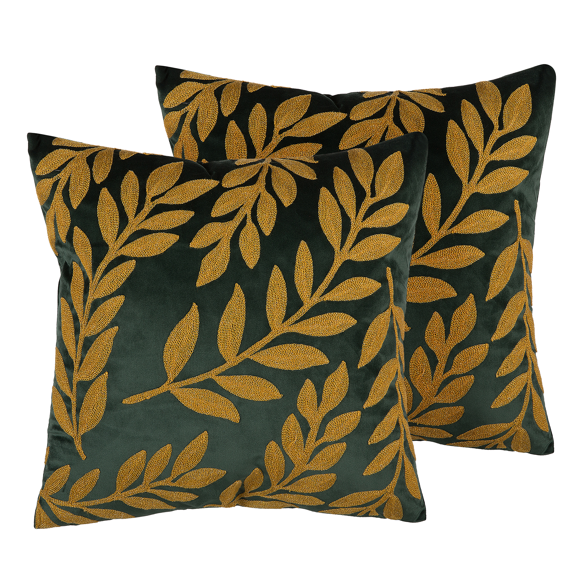 Koristetyynysetti 2 kpl MISTLETOE 45 x 45 cm Sametti Vihreä Kulta Kasvikuvio