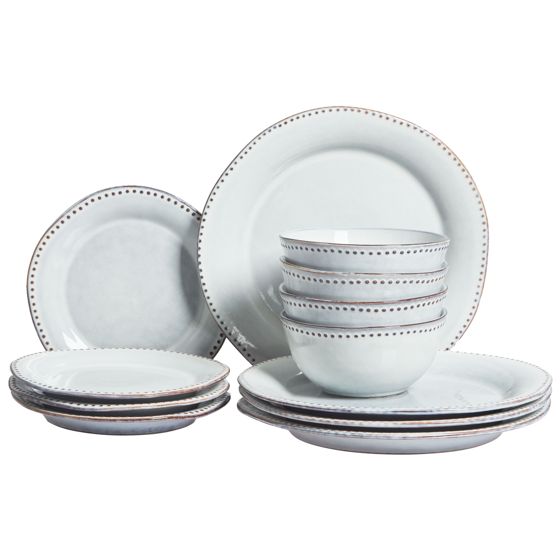 Astiasto 12 osaa CHERVIL kivitavara Vaaleansininen