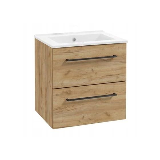 Kylpyhuonekaappi pesualtaalla 50 cm, riippuva, askartelutammea, pehmeästi sulkeutuva Pinia