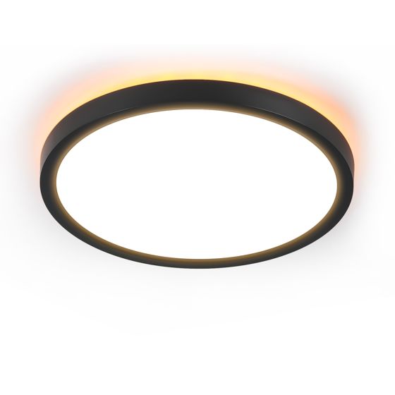 NETTLIFE musta, litteä, LED - kattovalaisin, 22cm, 18W, himmennettävä, makuuhuoneeseen ja Keittiöön, 3000K - 6500K