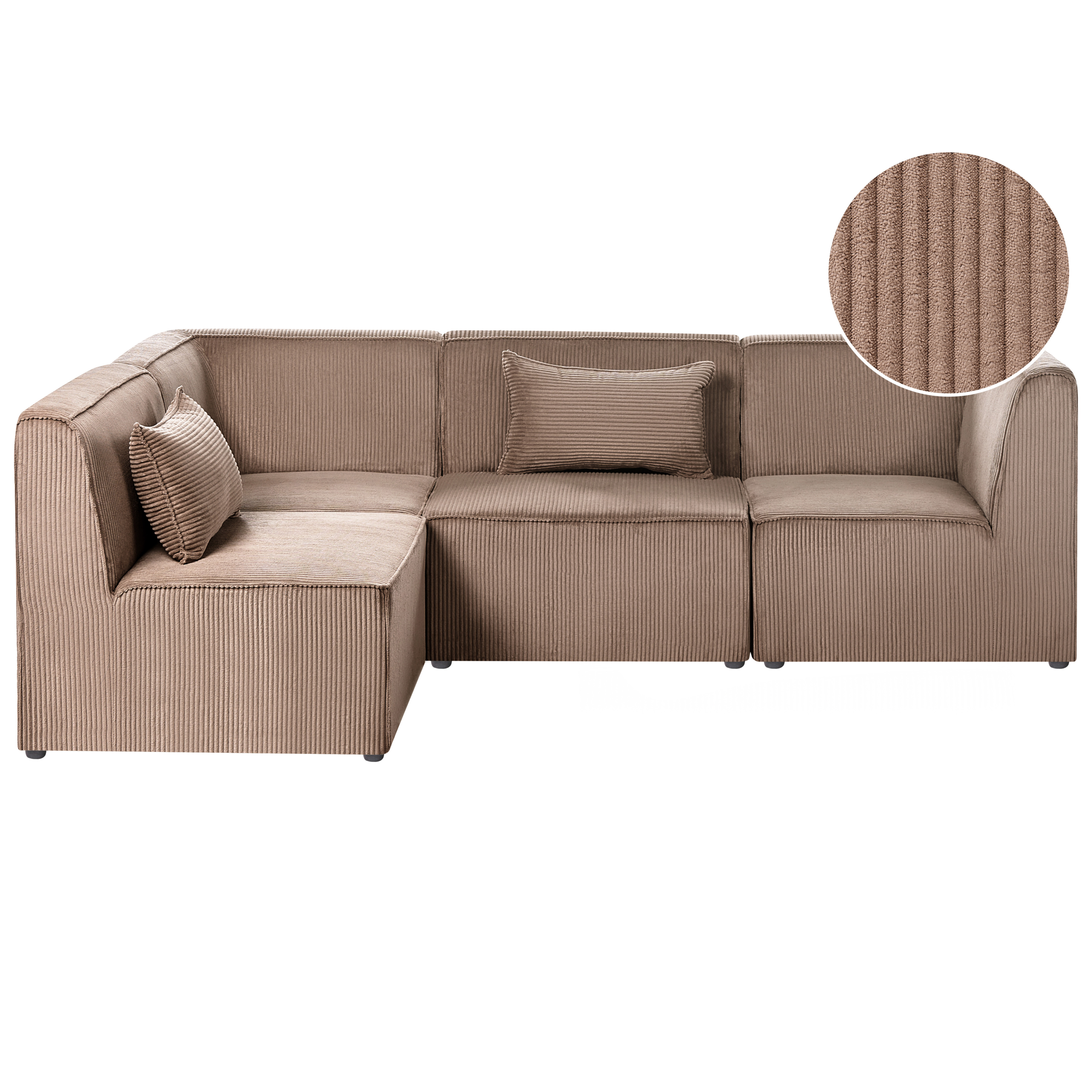 Moduulikulmasohva 4-istuttava LEMVIG Vakosametti Tumma beige Oikea