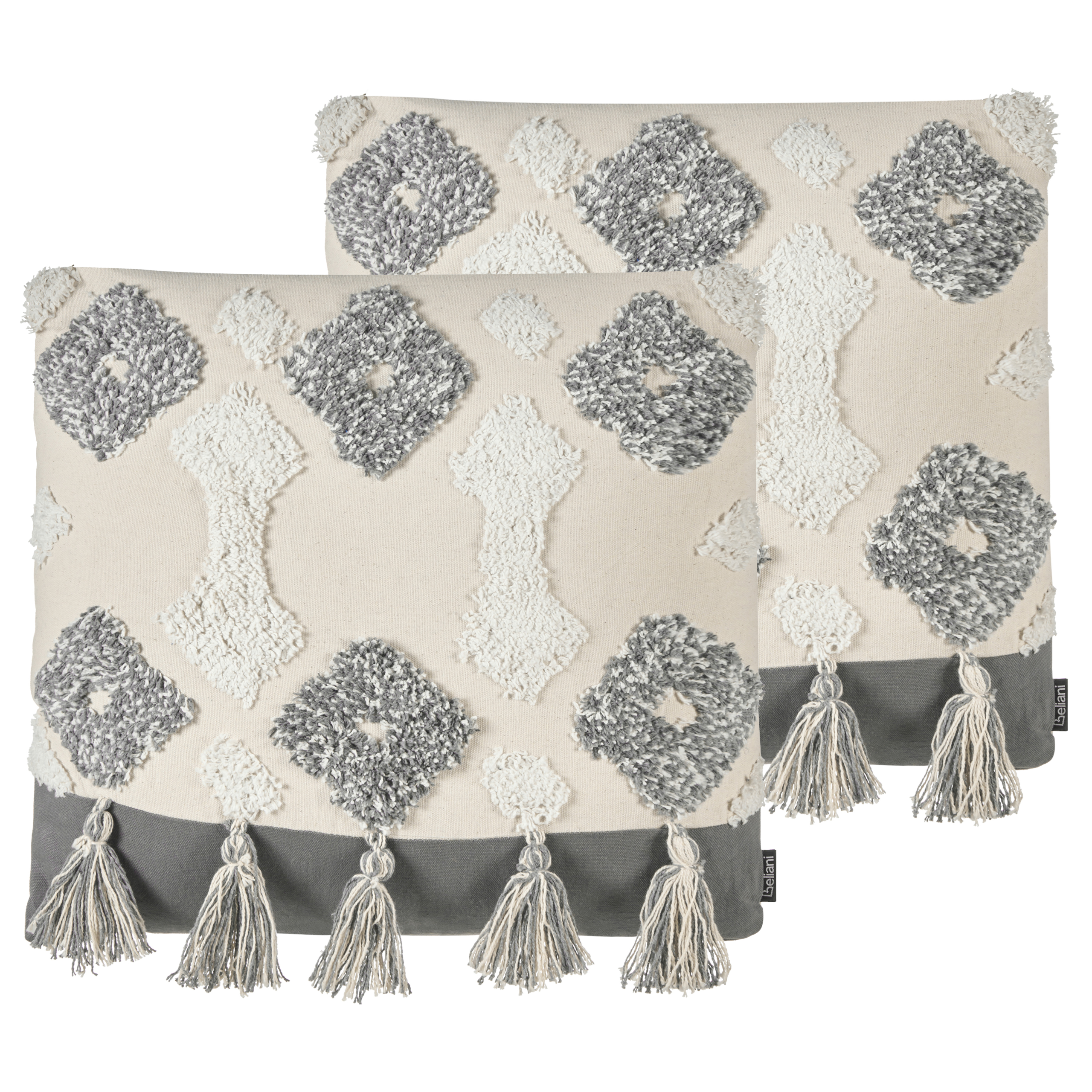 Koristetyynysetti 2 kpl ALOCASIA 45 x 45 cm Puuvilla Beige Geometrinen kuvio
