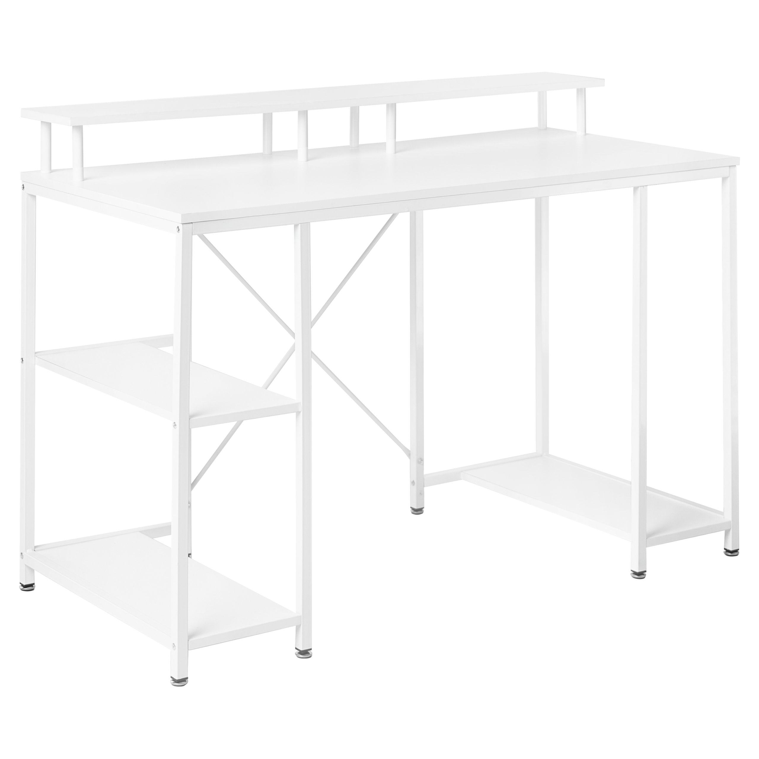 Työpöytä CADDO 120 cm 60 cm hyllyillä Valkoinen