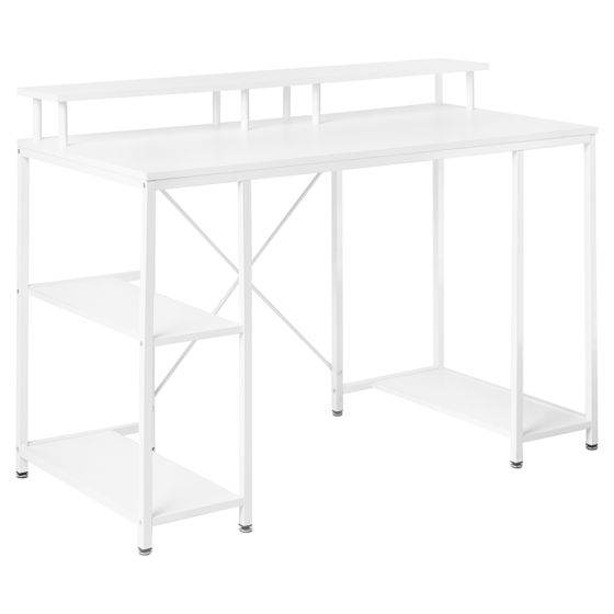 Työpöytä CADDO 120 cm 60 cm hyllyillä Valkoinen