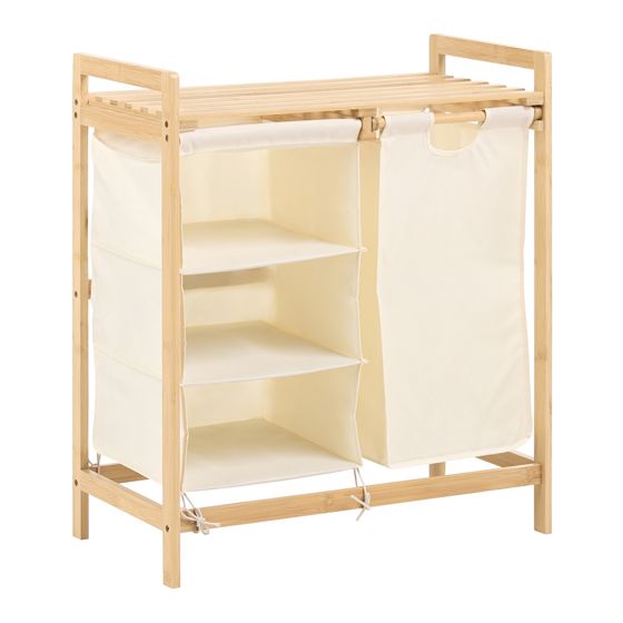Pyykkikori TOROTAL Bambu Vaaleanruskea/valkoinen 120 L
