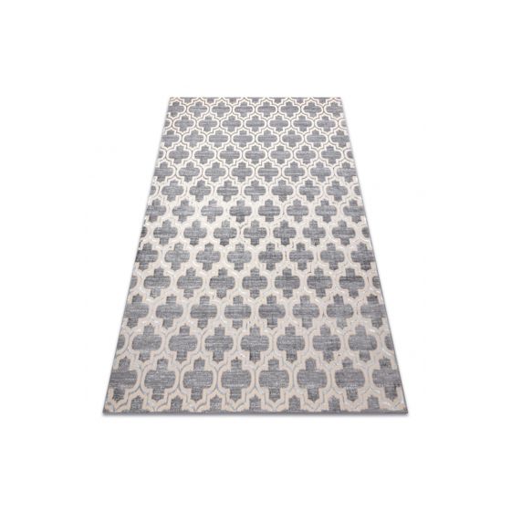 Matto CORE W6764 Marokkolainen apila, säleikkö - rakenteellinen, kaksi kerrosta fleeceä, harmaa / kerma 120x170 cm