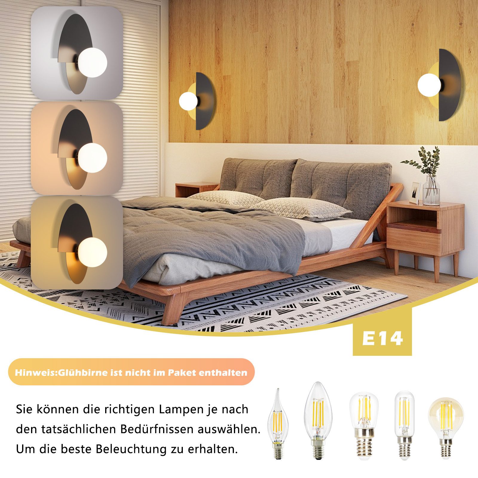 NETTLIFE mustakultainen seinävalaisin eteiseen, vintage - tyylinen lasi ja metalli, moderni muotoilu, E14