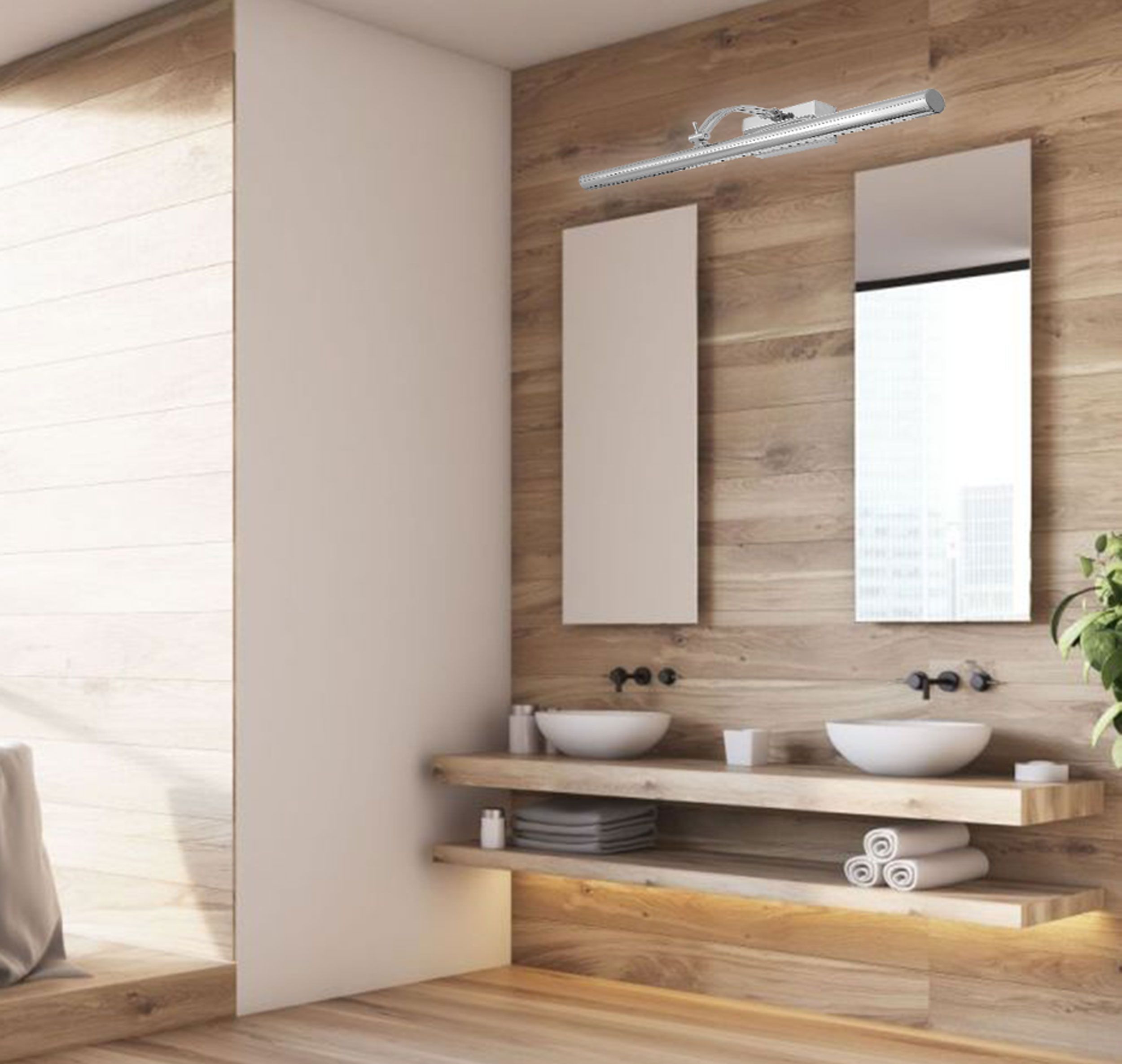 TOOLIGHT seinävalaisin LED APP365-1W kromi, 17x55x5,5cm