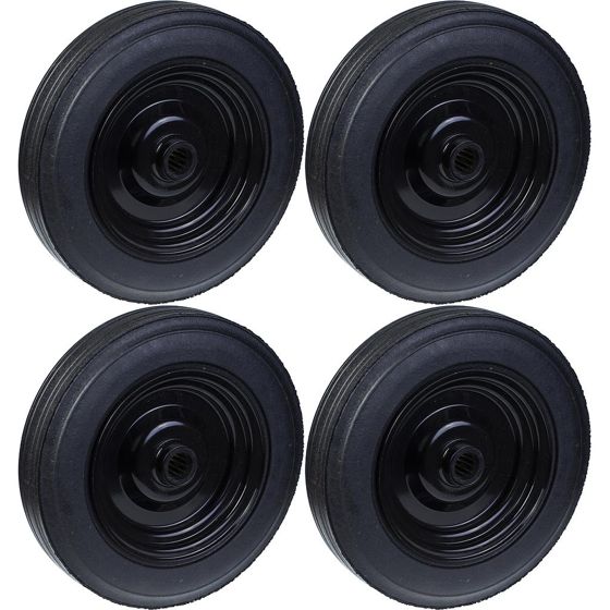 400mm 16" pyörä kumirengas puristettu teräskeskiö 31.8mm vahva 2000kg, 4 kpl:n sarja.