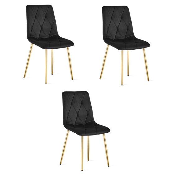 LIBRA-tuoli, musta sametti, kullanväriset jalat (3 kpl)