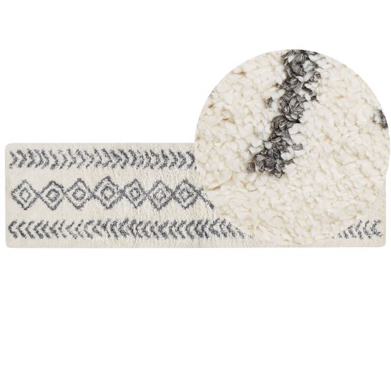 Korkeanukkainen matto AYRUM Vaaleanbeige 80 x 300 cm