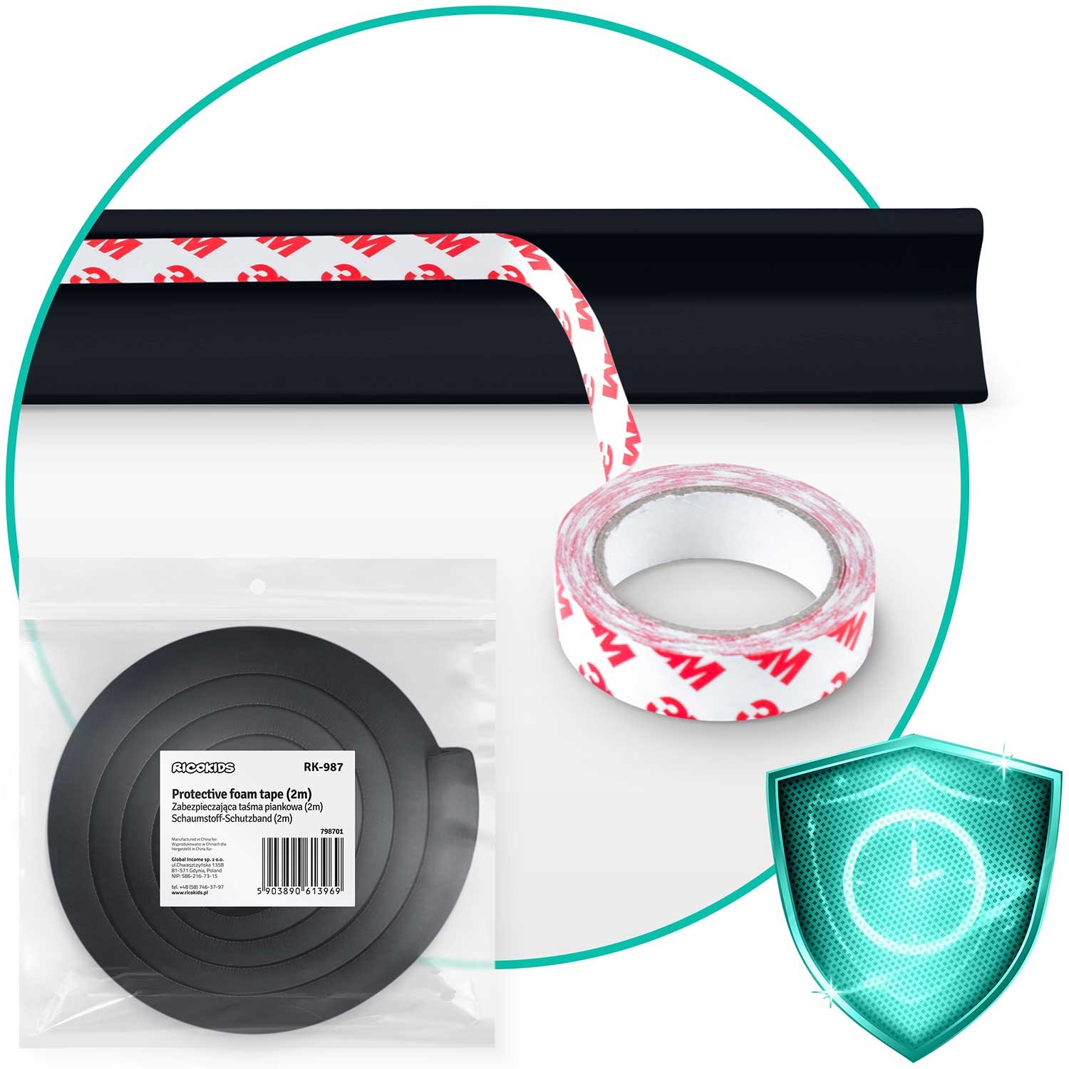 Ricokids 798701 2m musta vaahtomuoviteippi