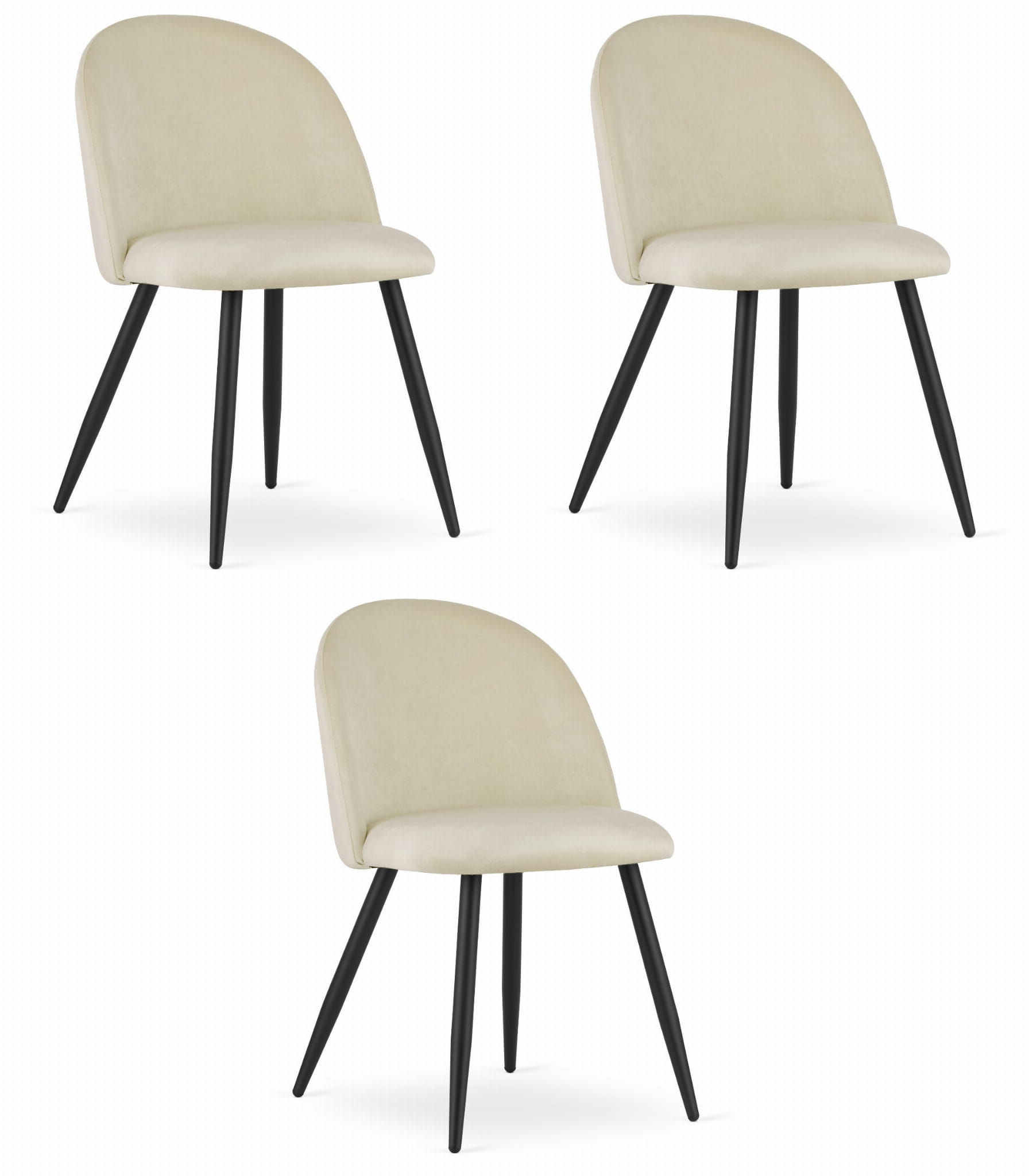 BELLO-tuoli, beige sametti, mustat jalat (3 kpl)