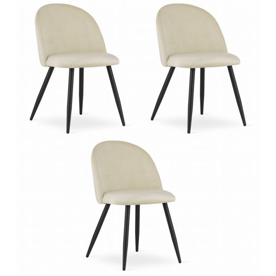 BELLO-tuoli, beige sametti, mustat jalat (3 kpl)
