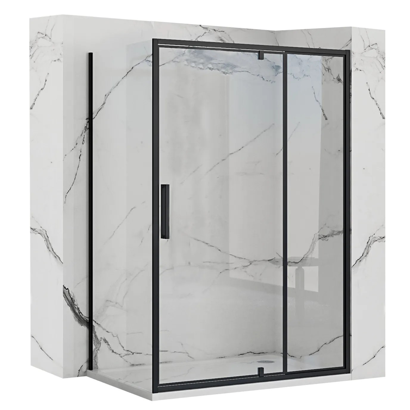 REA Kulmasuihkukaappi RAPID SWING 100x80 musta, 100X80X195CM